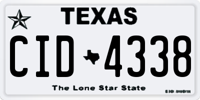 TX license plate CID4338
