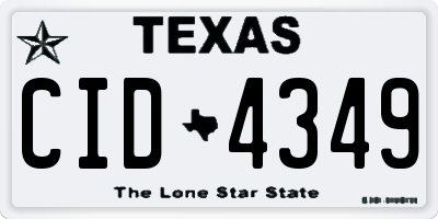 TX license plate CID4349