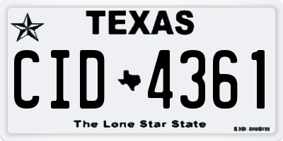 TX license plate CID4361