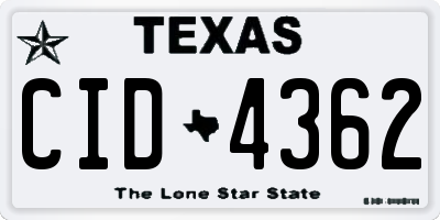 TX license plate CID4362
