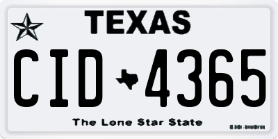 TX license plate CID4365
