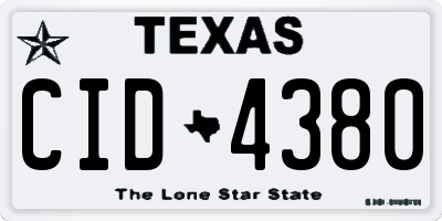 TX license plate CID4380