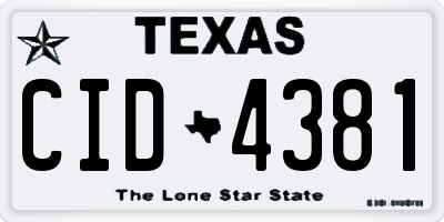 TX license plate CID4381