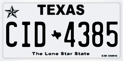 TX license plate CID4385