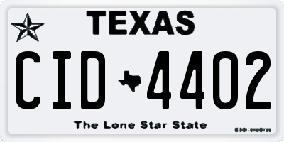 TX license plate CID4402