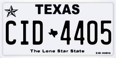 TX license plate CID4405