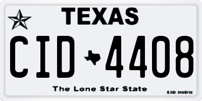 TX license plate CID4408