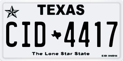 TX license plate CID4417