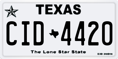 TX license plate CID4420