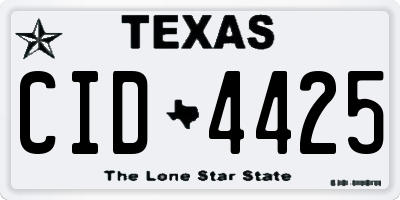 TX license plate CID4425