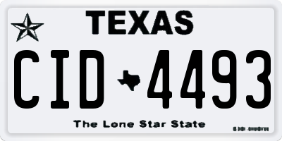 TX license plate CID4493