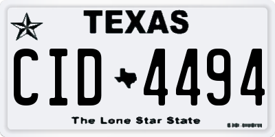 TX license plate CID4494