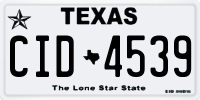 TX license plate CID4539