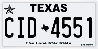 TX license plate CID4551