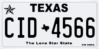 TX license plate CID4566