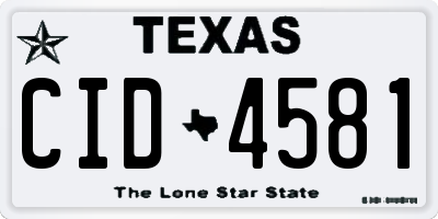 TX license plate CID4581