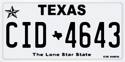 TX license plate CID4643