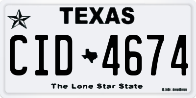 TX license plate CID4674