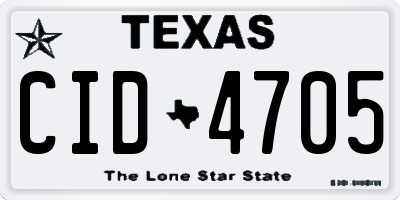 TX license plate CID4705