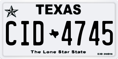 TX license plate CID4745