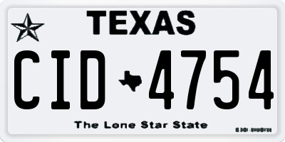 TX license plate CID4754