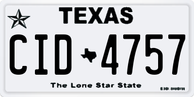 TX license plate CID4757