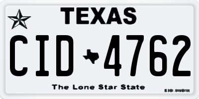 TX license plate CID4762