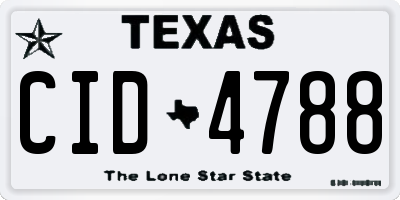 TX license plate CID4788