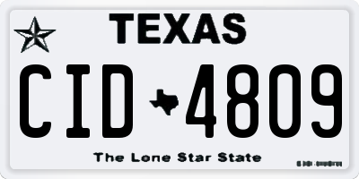 TX license plate CID4809