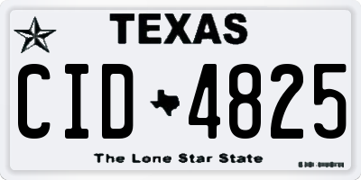 TX license plate CID4825