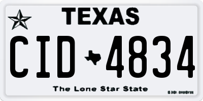 TX license plate CID4834