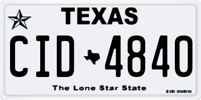 TX license plate CID4840