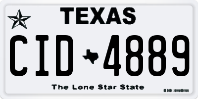 TX license plate CID4889