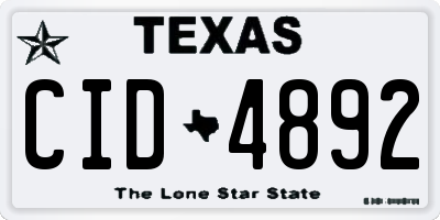 TX license plate CID4892