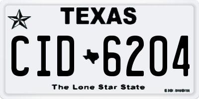 TX license plate CID6204