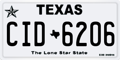 TX license plate CID6206