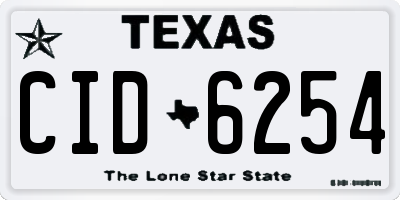 TX license plate CID6254