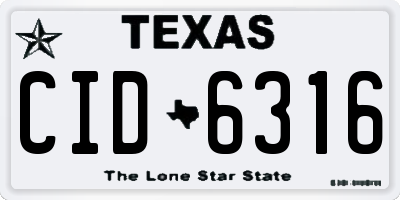TX license plate CID6316