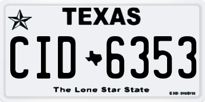 TX license plate CID6353