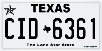 TX license plate CID6361