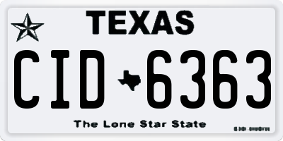 TX license plate CID6363