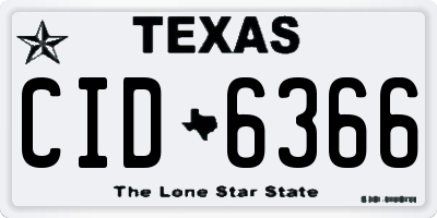 TX license plate CID6366
