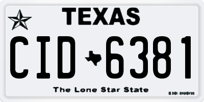 TX license plate CID6381