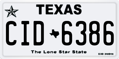 TX license plate CID6386