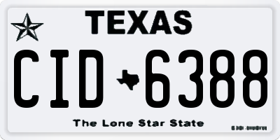 TX license plate CID6388