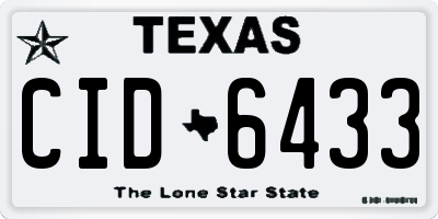 TX license plate CID6433