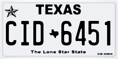TX license plate CID6451