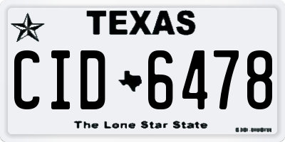 TX license plate CID6478