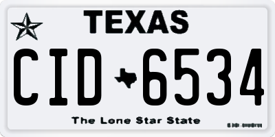 TX license plate CID6534