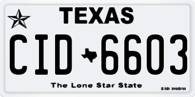 TX license plate CID6603